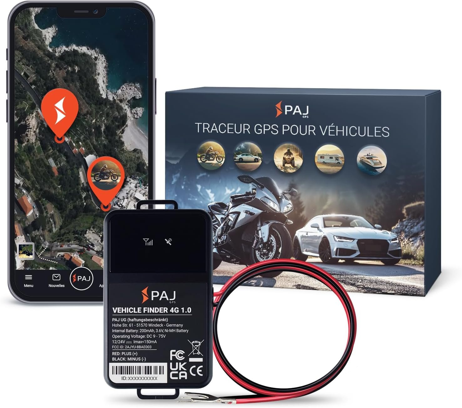 PAJ VEHICLE FINDER 4G 1.0 – Traqueur GPS pour voitures et autres véhicules – ConPAJ VEHICLE FINDER 4G 1.0 – Traqueur GPS pour voitures et autres véhicules